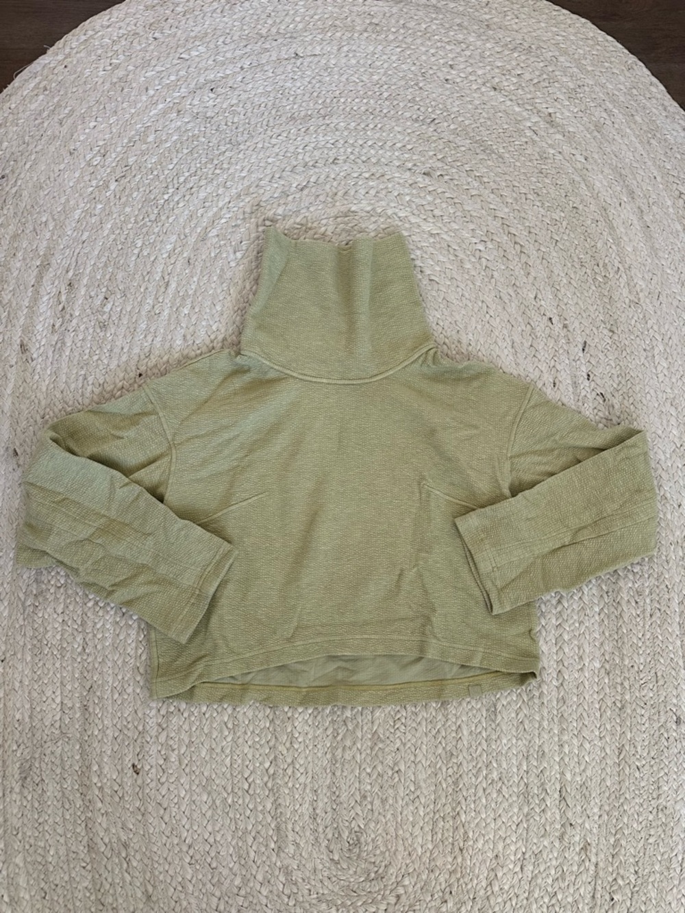 lululemon athletica Olive Green Cropped Funnel Neck Sweatshirt